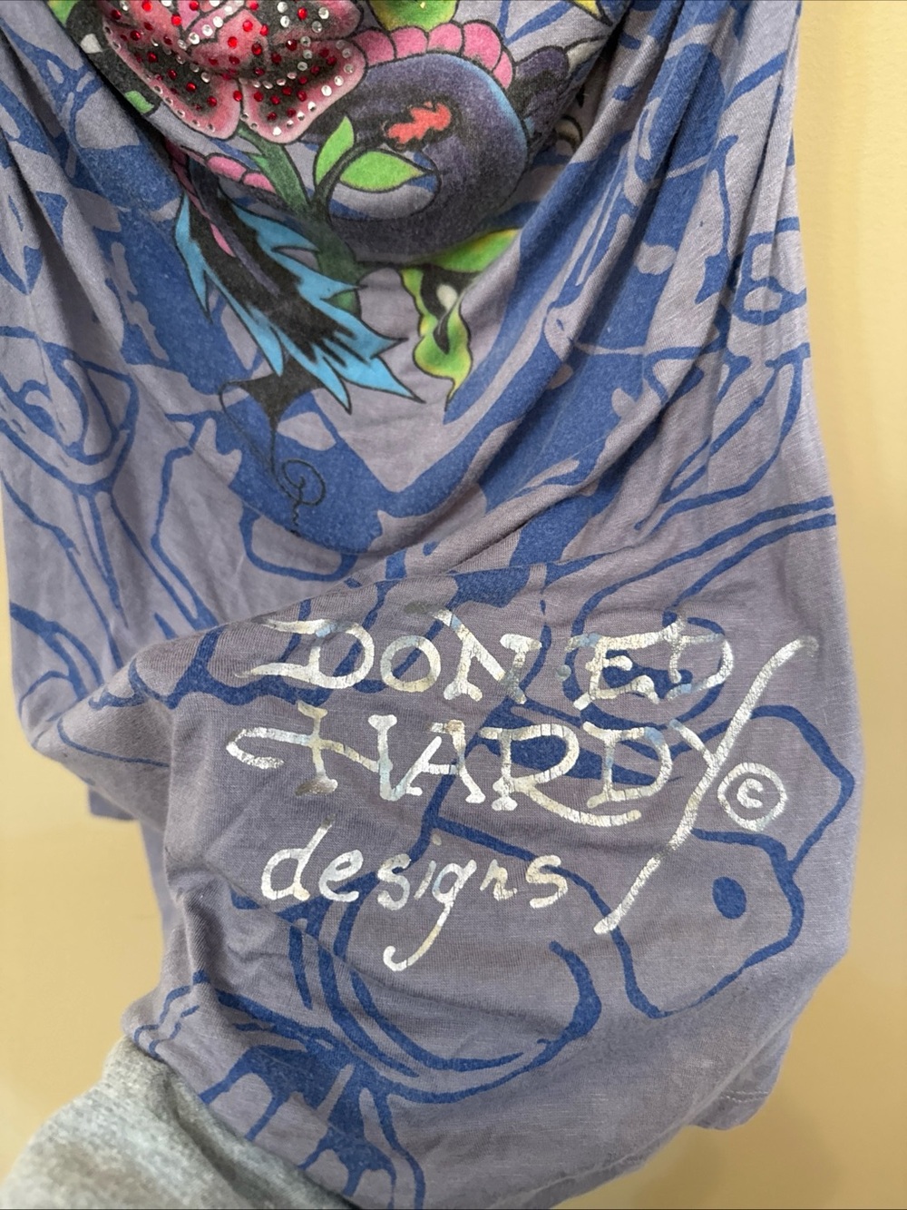 Ed Hardy Light Blue Strapless Graphic Dress - Picture 6 of 10